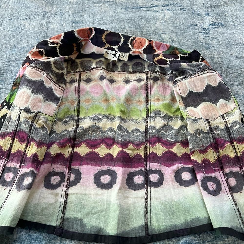 Shana K Dyed Denim Sequin Beaded Lightweight Jacket Shacket Small - Picture 8 of 12
